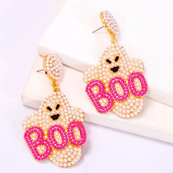 NWT Boo Ghost Earrings - Barbiecore Pink and Halloween Orange - Picture 2 of 9